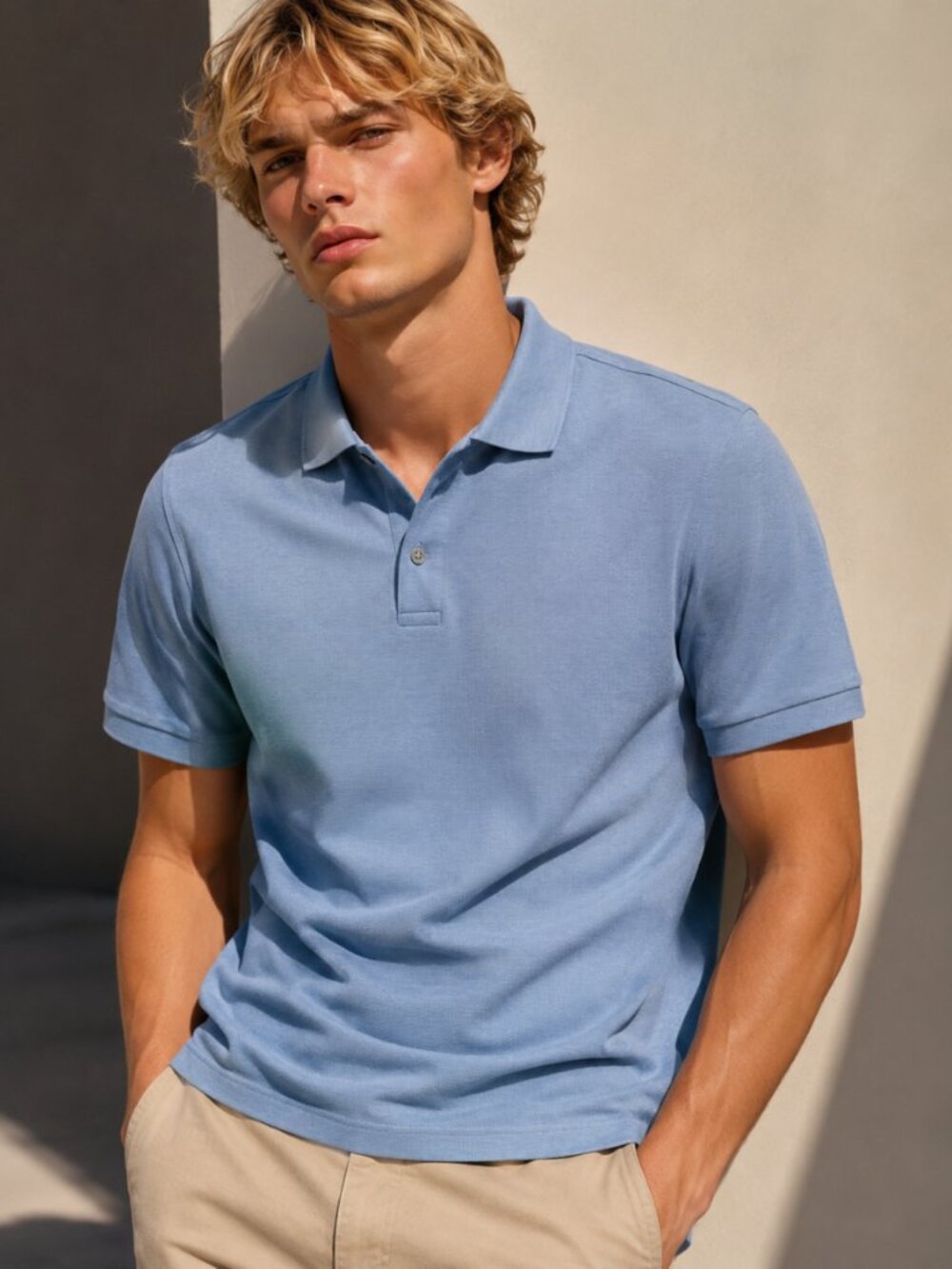 Joseph Abboud Liquid Soft Cotton Polo Shirt Light Blue Size XL